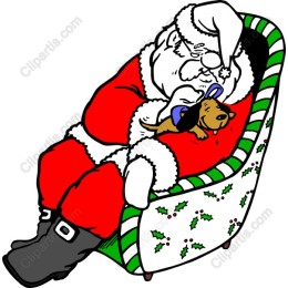 Santa Claus Napping with Dog