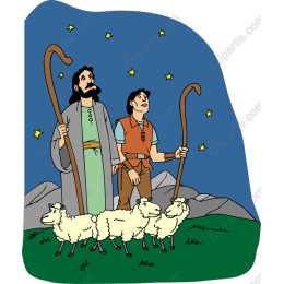 Serene Shepherds Under Starry Sky