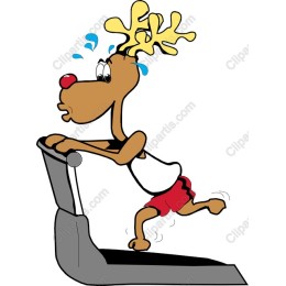 Cartoon Fitness Reindeer on Treadmill
