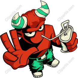 Vibrant Red Horned Character
