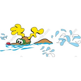 Whimsical Swimming Dog with Antlers