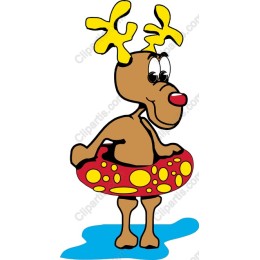 Cartoon Reindeer in Pool Float