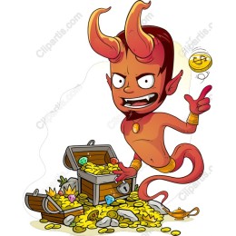 Mischievous Genie with Treasure Chest
