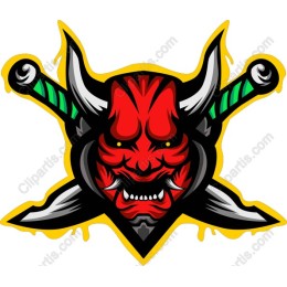 Fierce Demon Skull with Swords