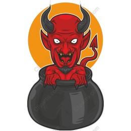 Mischievous Devil in Cauldron