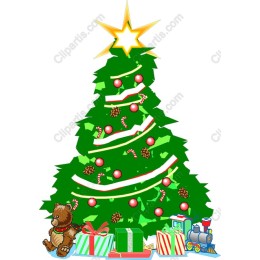 Christmas Tree with Gifts and Decorations