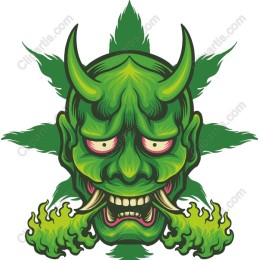 Vibrant Green Demon Skull