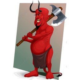 Playful Cartoon Devil with Ax
