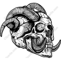 Intricate Skull with Horns
