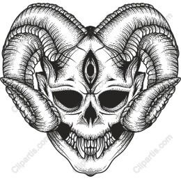 Enigmatic Skull with Ram's Horns