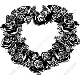 Black Rose Heart Wreath