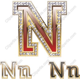 Dazzling N Letter with Rhinestones
