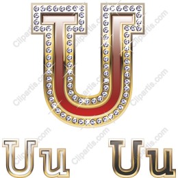 Glamorous Rhinestone Letter U