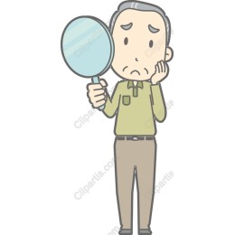 Worried Elderly Man with Magnifying Glass
