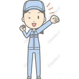 Cheerful Young Woman in Blue Uniform