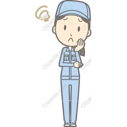 Thoughtful Young Woman in Blue Uniform