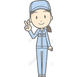 Friendly Female Worker in Blue Uniform
