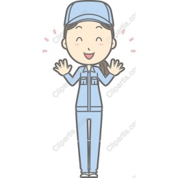 Cheerful Young Woman in Blue Uniform