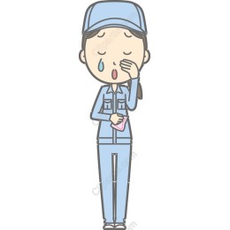 Empathetic Woman in Blue Work Uniform