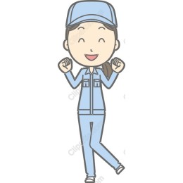 Cheerful Woman in Blue Work Attire