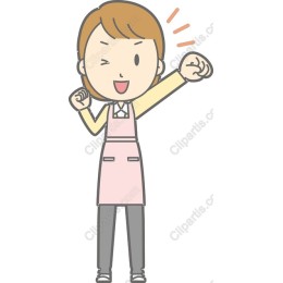 Cheerful Apron-Wearing Woman