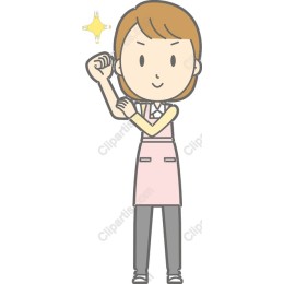 Empowering Woman in Pink Apron