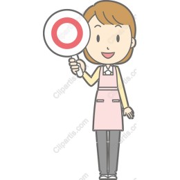 Cheerful Female Character with Sign