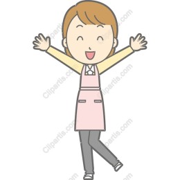 Cheerful Young Woman in Apron