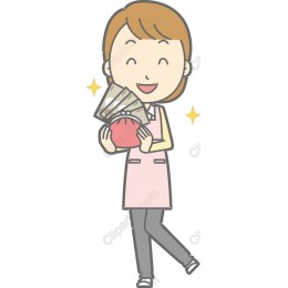Joyful Character with Cash and Purse