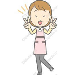 Cheerful Woman in Pink Apron