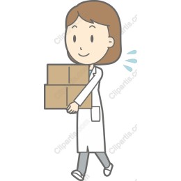 Cheerful Lab Coat Character with Boxes