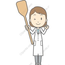 Cheerful Female Scientist with Paddle