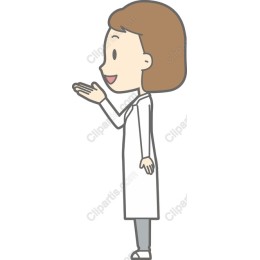 Cheerful Female Medical Character in Lab Coat