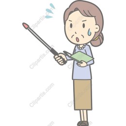 Concerned Woman with Pointer and Clipboard