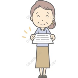 Cheerful Woman Document Holder