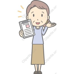 Cheerful Woman with Clipboard