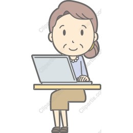 Smiling Woman Working on Laptop