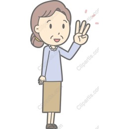 Cheerful Woman with Three Fingers Raised