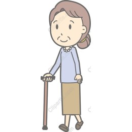 Charming Elderly Woman with Cane