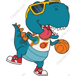 Cheerful Basketball Dinosaur