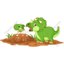 Adorable Triceratops and Hatchling