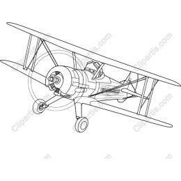 Classic Biplane Line Art
