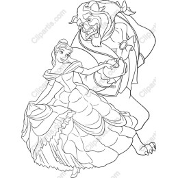 Belle and Beast - Enchanting Dance Line Art