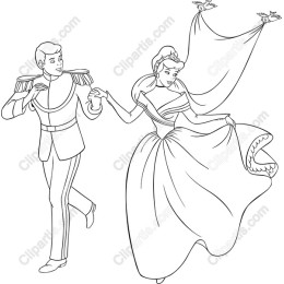 Fairytale Dance - Princess and Prince Line Art