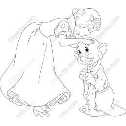 Charming Princess and Dwarf Line Art
