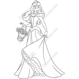 Elegant Princess Holding a Basket of Flowers