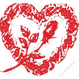 Red Heart with Leaves
