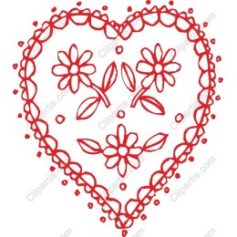 Hand-Drawn Red Heart Floral