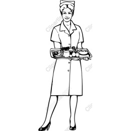 Vintage Waitress Serving Food