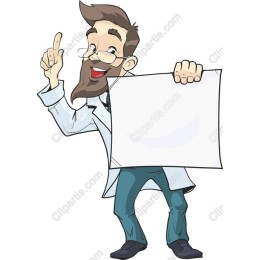Cheerful Cartoon Doctor with Blank Sign